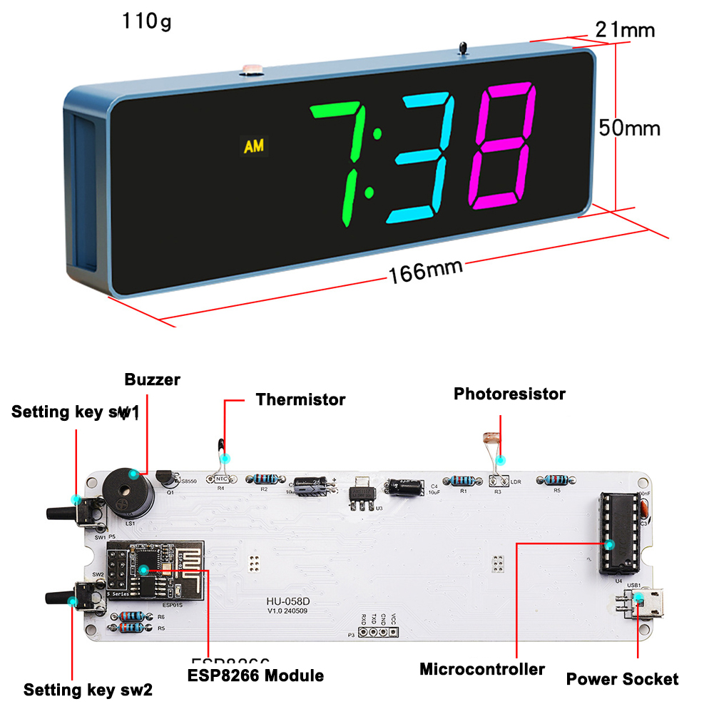 ESP8266 IoT Colorful WiFi Cloc - Diy Elektronic recension och pris